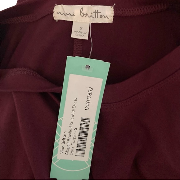 Nine Britton Abigail Brushed Knit Midi Dress Womens Size S Dark Purple - Picture 12 of 14